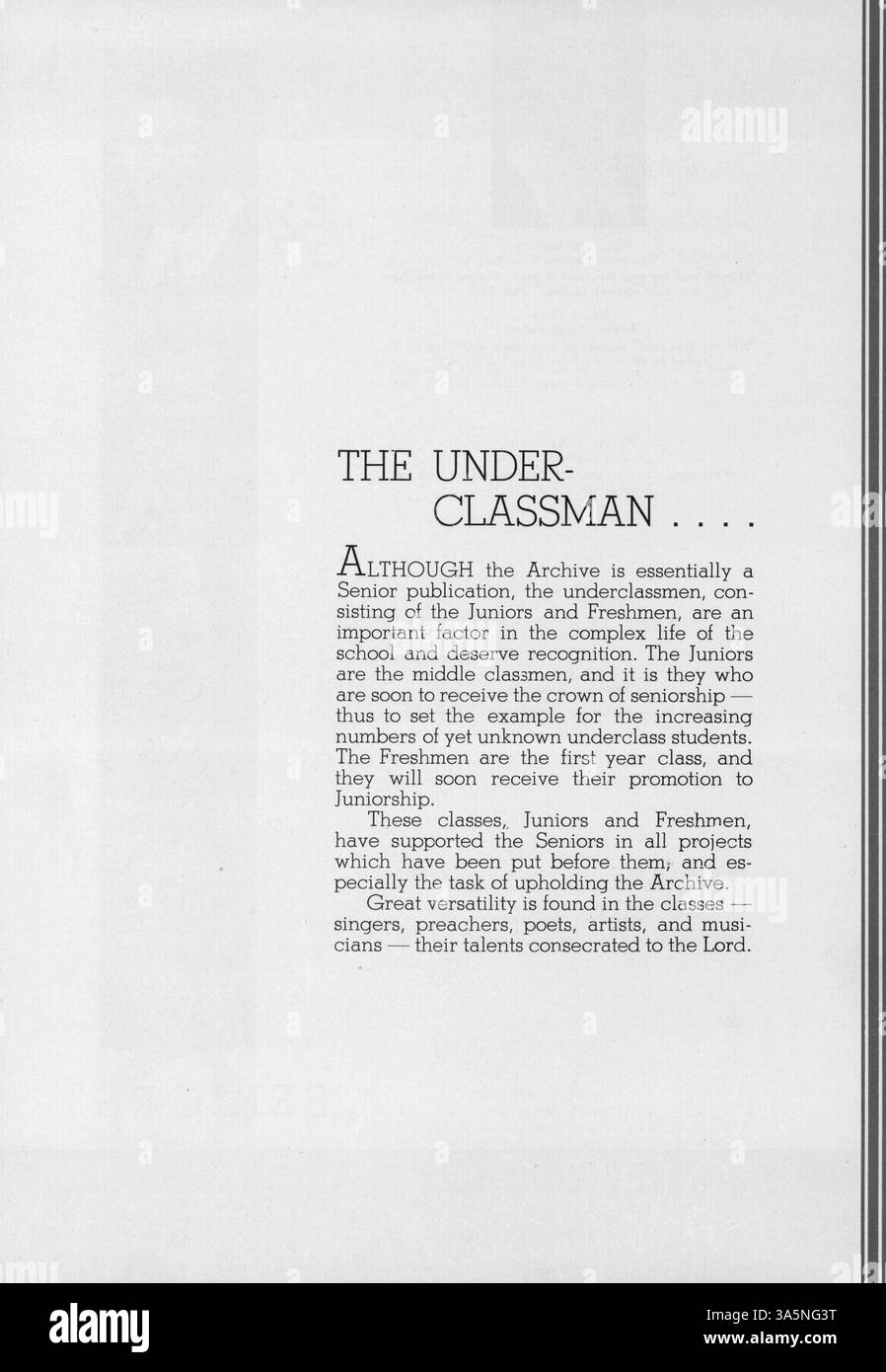 L'annuario del 1937 del North Central Bible Institute registra l'anno accademico 1936-1937, evidenziando studenti, docenti ed eventi nel contesto dell'educazione religiosa e degli studi cristiani. Foto Stock