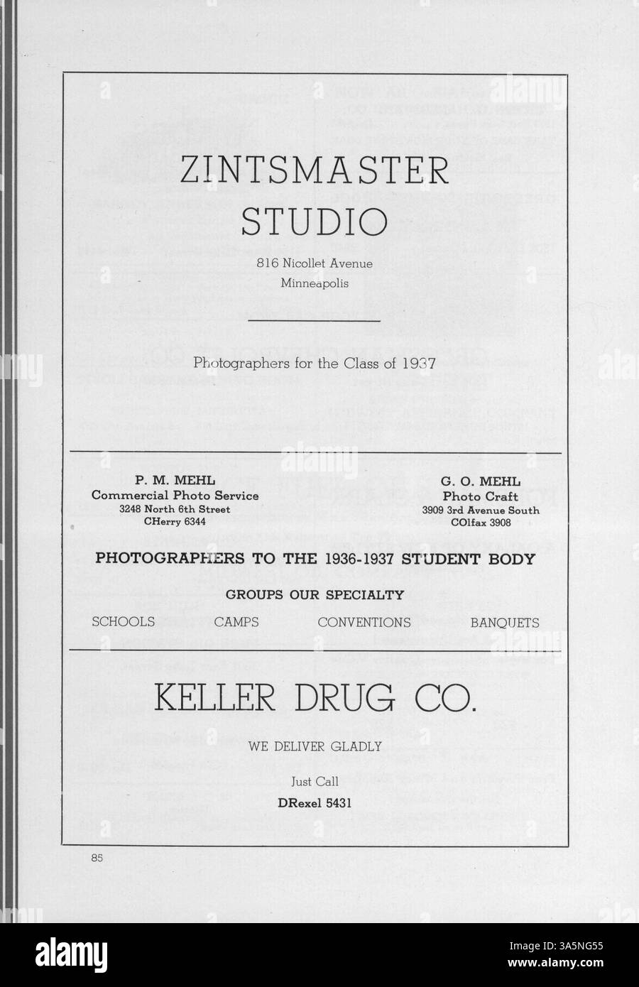 L'annuario del 1937 del North Central Bible Institute documenta l'anno accademico 1936-1937, con documenti di studenti, docenti ed eventi importanti nel programma di educazione cristiana della scuola. Foto Stock