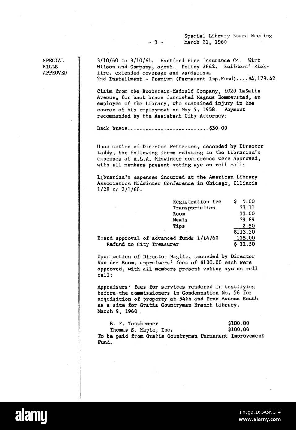 I 1960 minuti del Consiglio di amministrazione della biblioteca pubblica di Minneapolis forniscono informazioni sulle decisioni di finanziamento delle biblioteche, sui miglioramenti dei servizi e sulla continua collaborazione della biblioteca con la Hennepin County Library per espandere l'accesso pubblico. Foto Stock