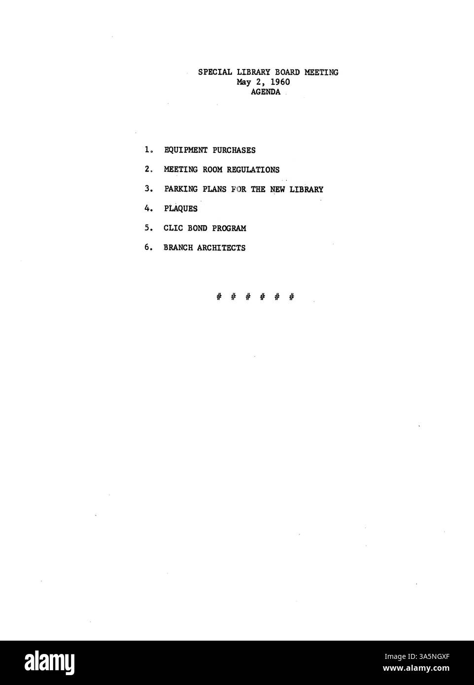 1960 minuti d'incontro dal Consiglio di amministrazione della Biblioteca pubblica di Minneapolis, comprese risoluzioni e decisioni politiche sulle operazioni e i servizi della biblioteca. Foto Stock