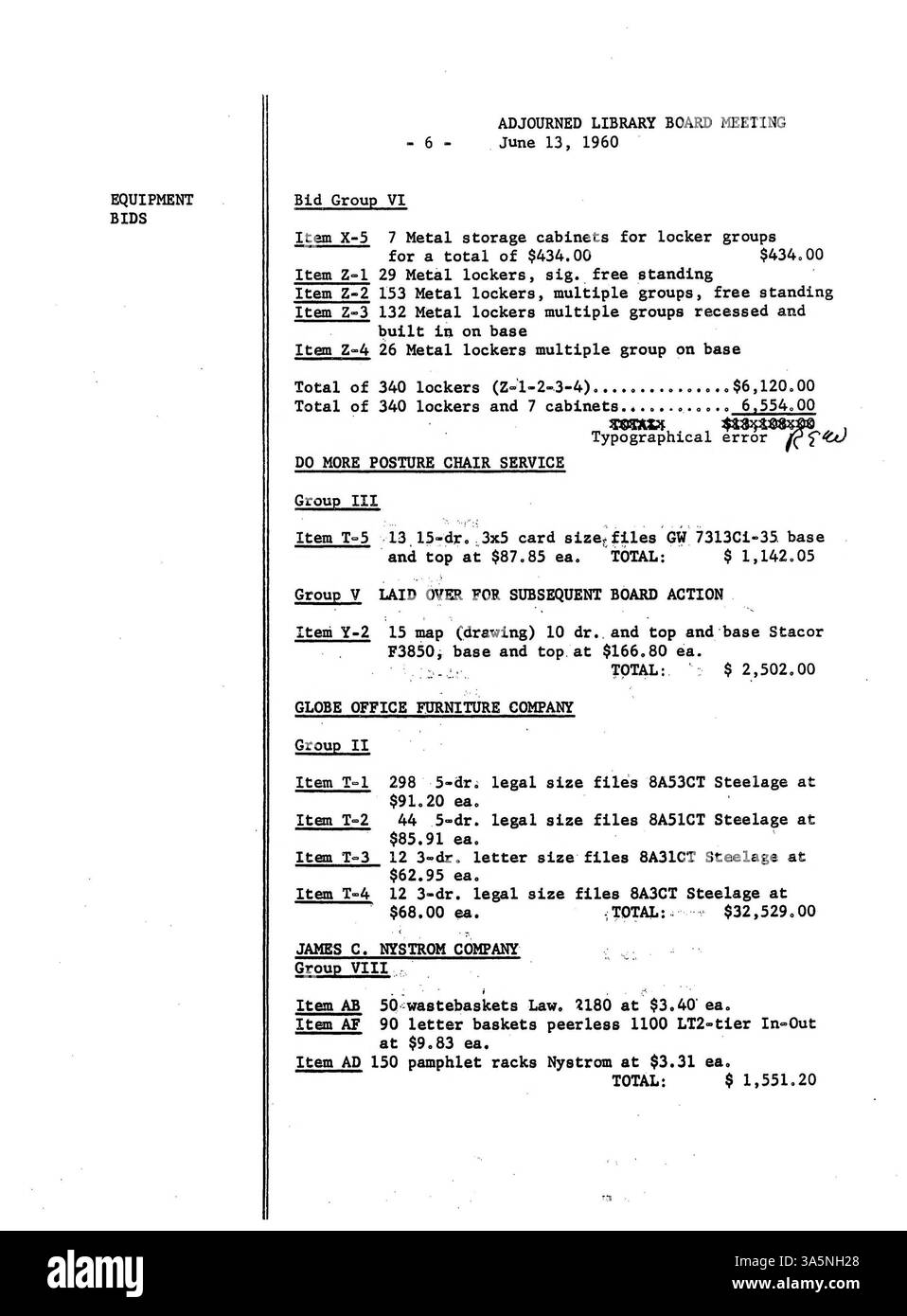 Riunione ufficiale del 1960 minuti dal Consiglio di amministrazione della Biblioteca pubblica di Minneapolis, che illustra in dettaglio le politiche della biblioteca, le finanze e i servizi della comunità. Foto Stock