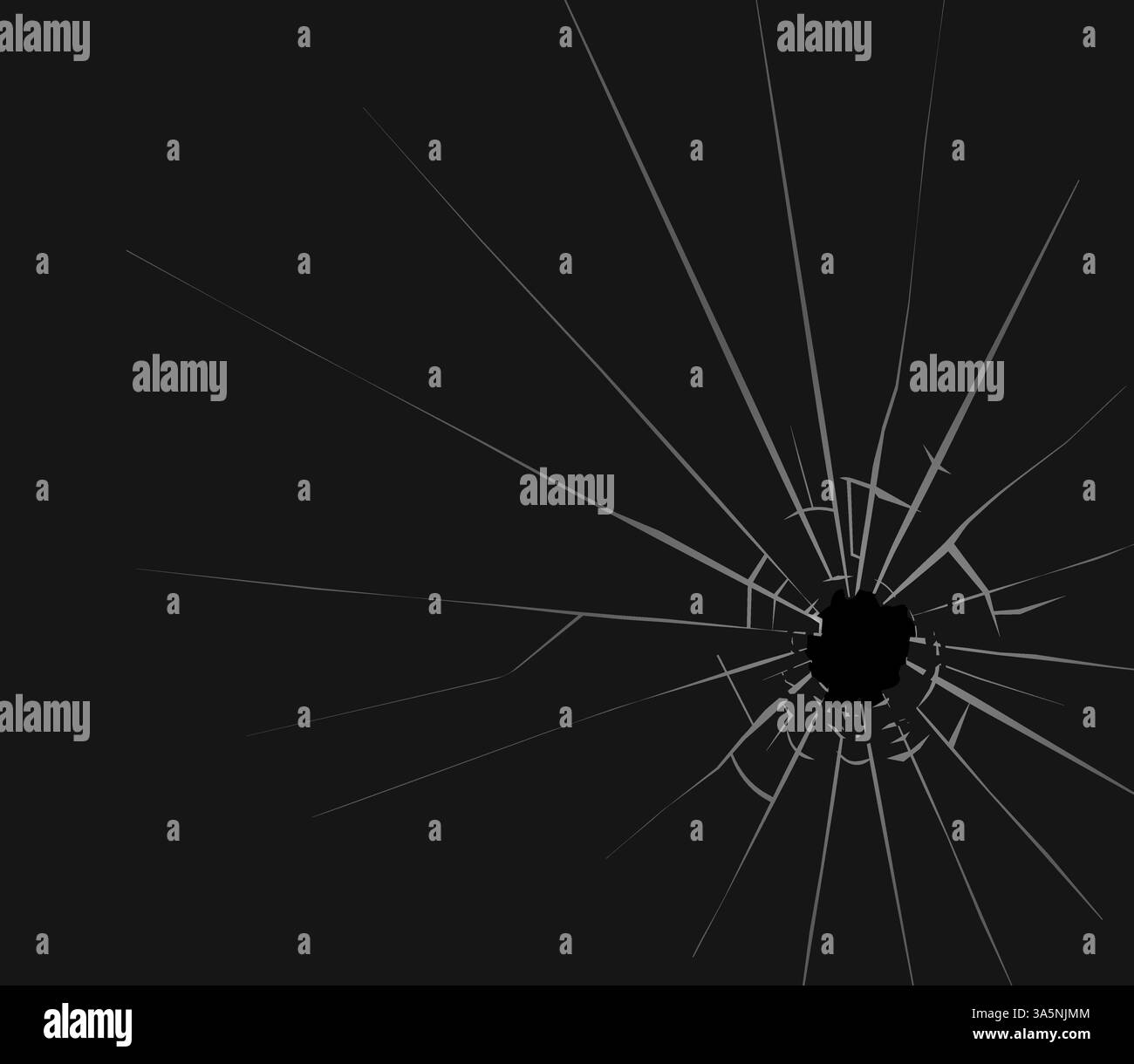 Vetro nero rotto su sfondo scuro. Sfondo isolato. Sfondo astratto. Icona vettoriale isolata. Illustrazione Vettoriale