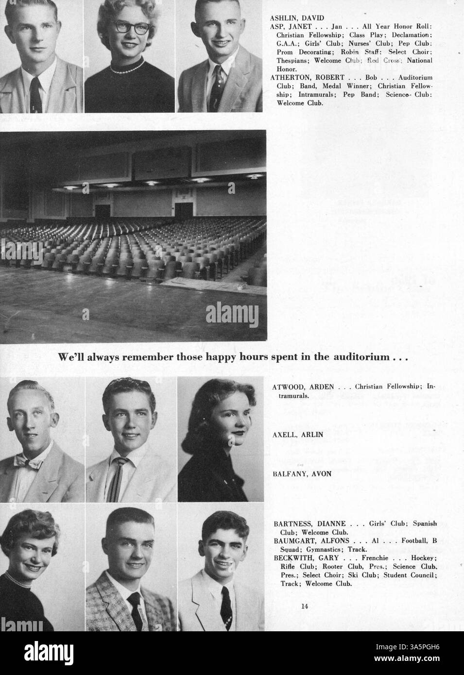Il Robbinsdale High School Yearbook del 1956, "The Robin", è un resoconto completo dell'anno scolastico, che include fotografie degli studenti, profili degli insegnanti, attività del club e attrazioni atletiche dal 1955 al 1956. Questo annuario è un resoconto visivo e storico dell'anno accademico. Foto Stock