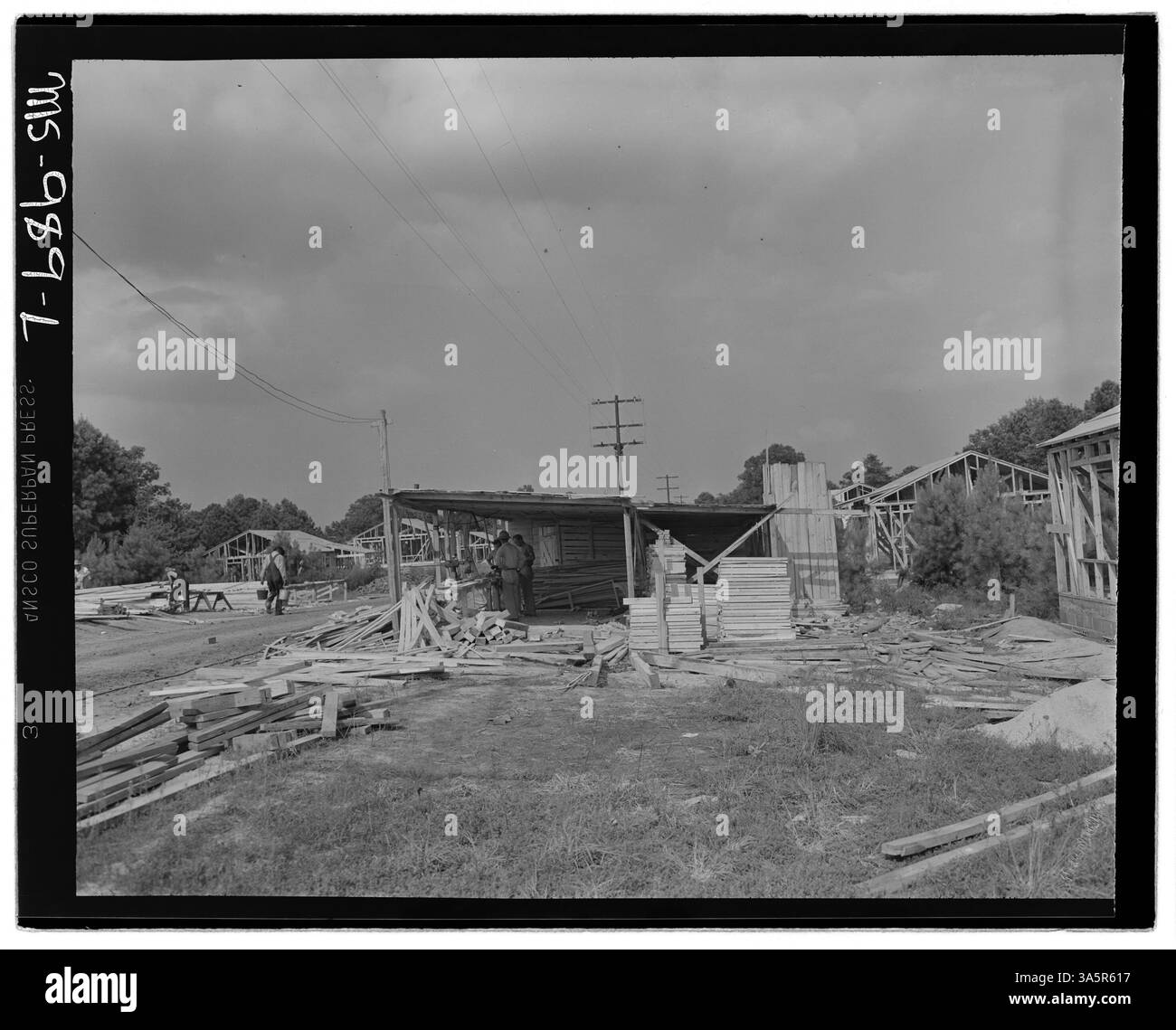 Questa fotografia del 1946 mostra le case in costruzione presso la miniera di Gorgas dell'Alabama Power Company a Gorgas, Alabama. Le case erano destinate alla vendita ai minatori. Foto Stock