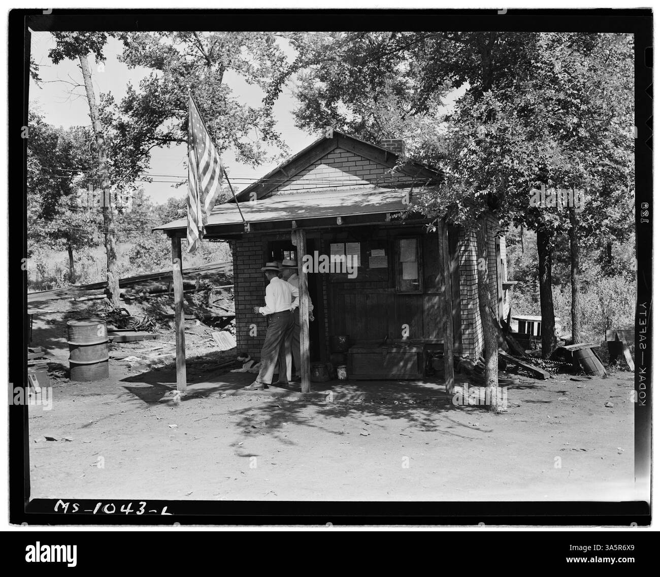 La miniera Keener #3 della Keener Mining Company a Bokoshe, Oklahoma, comprende l'ufficio minerario, un luogo cruciale per le operazioni e la gestione delle attività minerarie nella contea di le Flore. Foto Stock