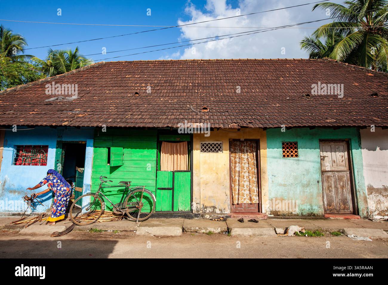 Case colorate a Fort Kochi, Kerala, India Foto Stock