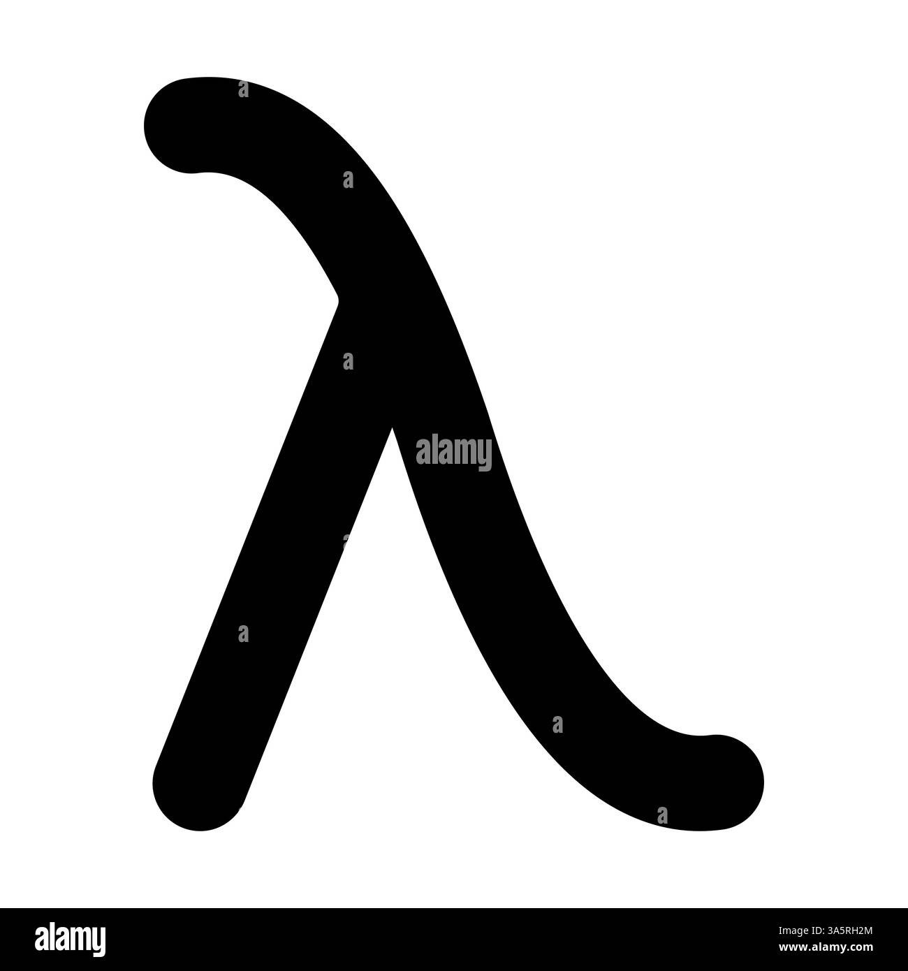 Simbolo Letter Lambda greco icona nera minimalista su sfondo bianco Illustrazione Vettoriale