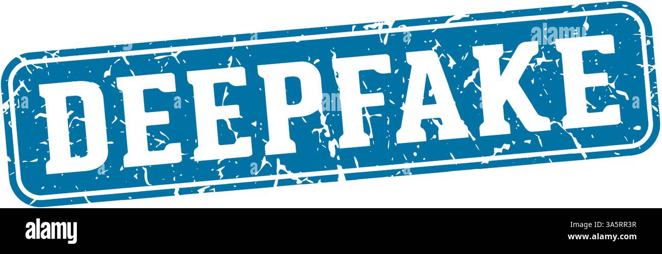 francobollo deepfake. segno rettangolare deepfake isolato su sfondo trasparente Illustrazione Vettoriale