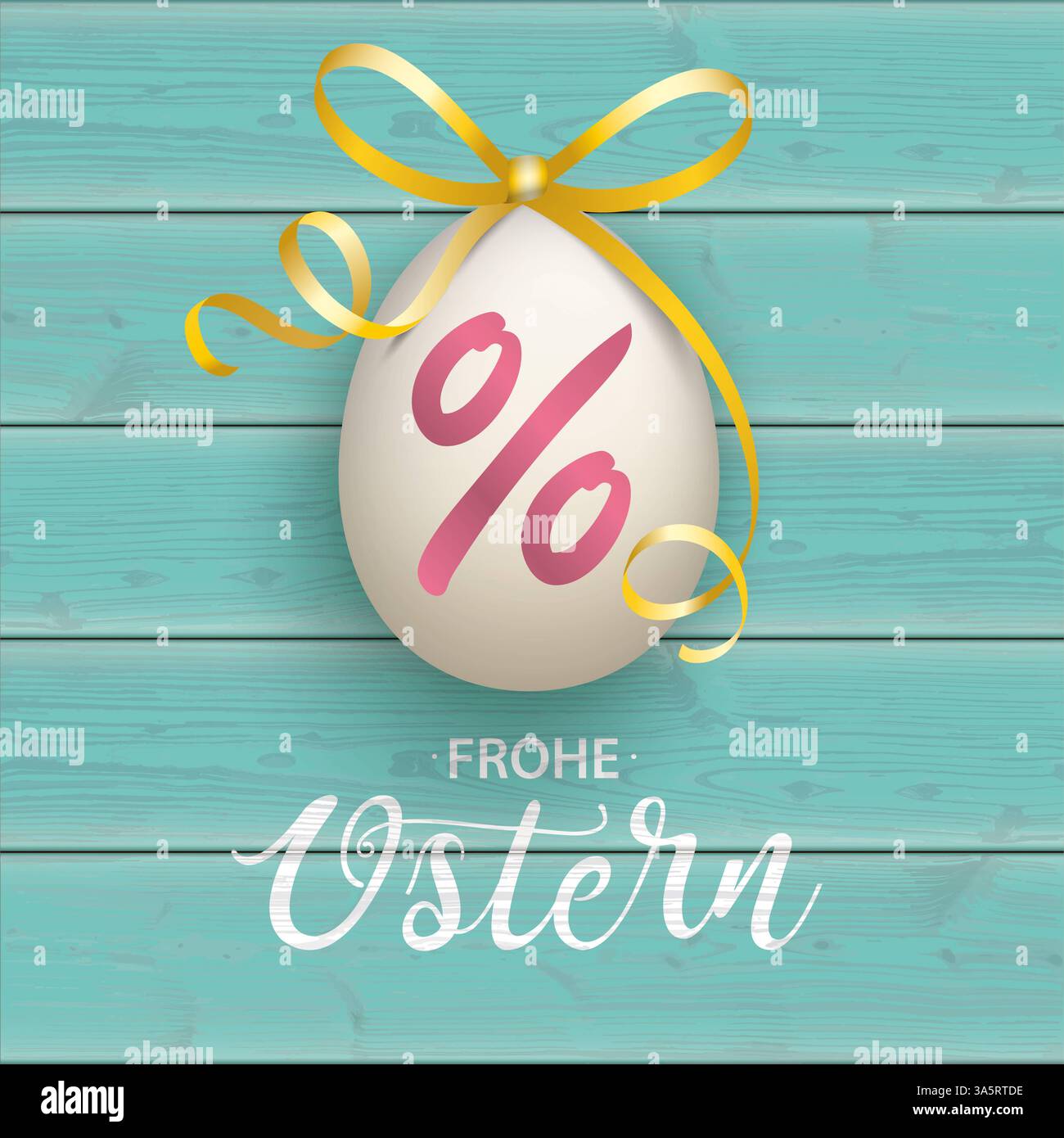 Frohe Ostern Easter Percent Egg Cyan Wood testo tedesco Frohe Ostern, traduce buona Pasqua. Foto Stock