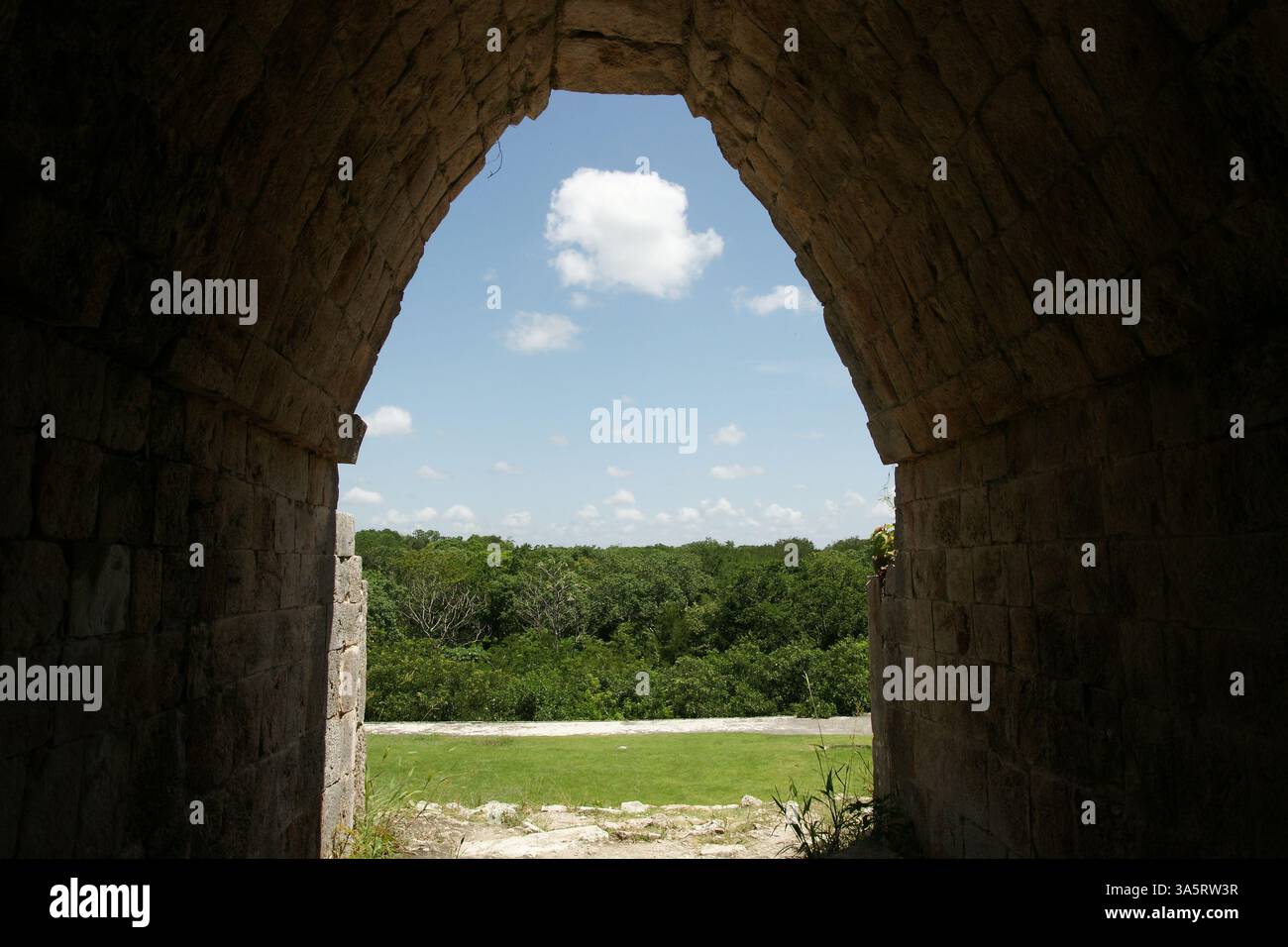 Messico. Yucatan. Uxmal. Arco e giungla. Foto Stock