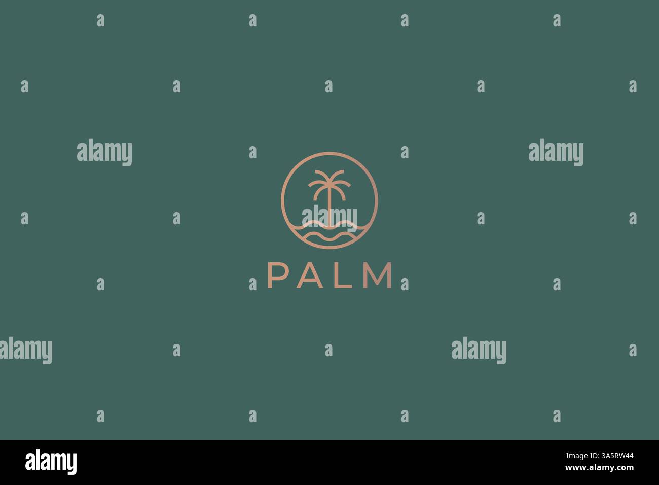 Palm Logo Nature Beach Island Tropical Desert Oasis Luxury concept minimalista Illustrazione Vettoriale