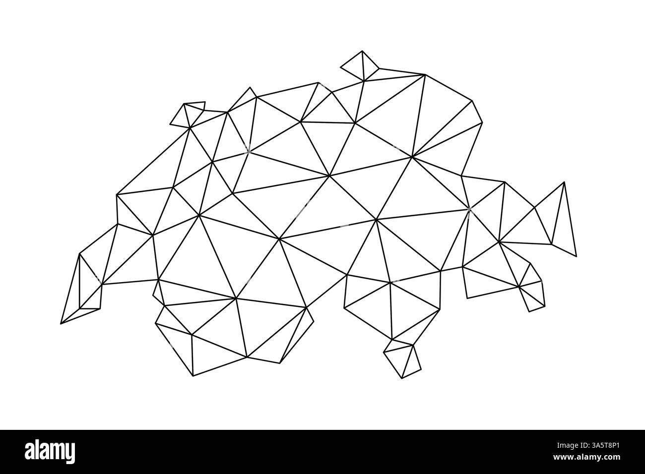 Mappa bassa in stile poly origami della Svizzera. Mappa geometrica semplice stile tecnico astratto. Illustrazione Vettoriale
