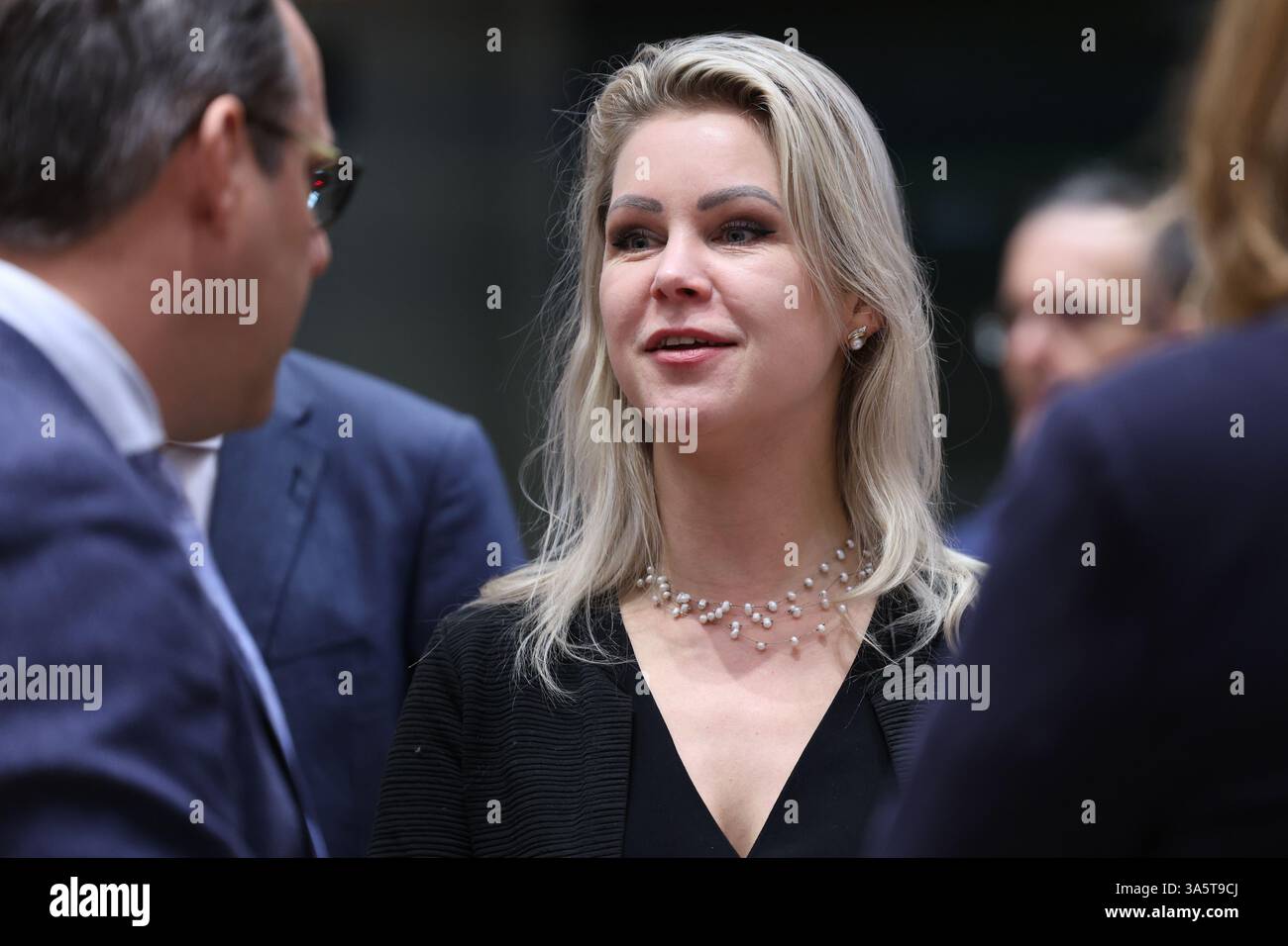 Bruxelles, Belgio. 24 marzo 2025. Il ministro dell'Agricoltura Femke WIERSMA partecipa a una riunione del consiglio "Agricoltura e pesca" dell'Unione europea. Crediti: ALEXANDROS MICHAILIDIS/Alamy Live News Foto Stock