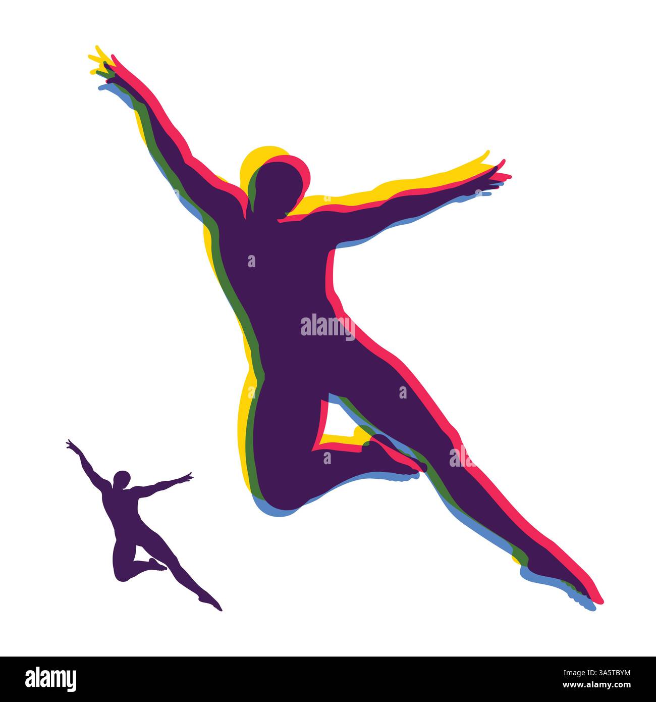 Silhouette di una ballerina. Ginnasta. L uomo è in posa e balli. Sport simbolo. Elemento di design. Illustrazione Vettoriale. Illustrazione Vettoriale