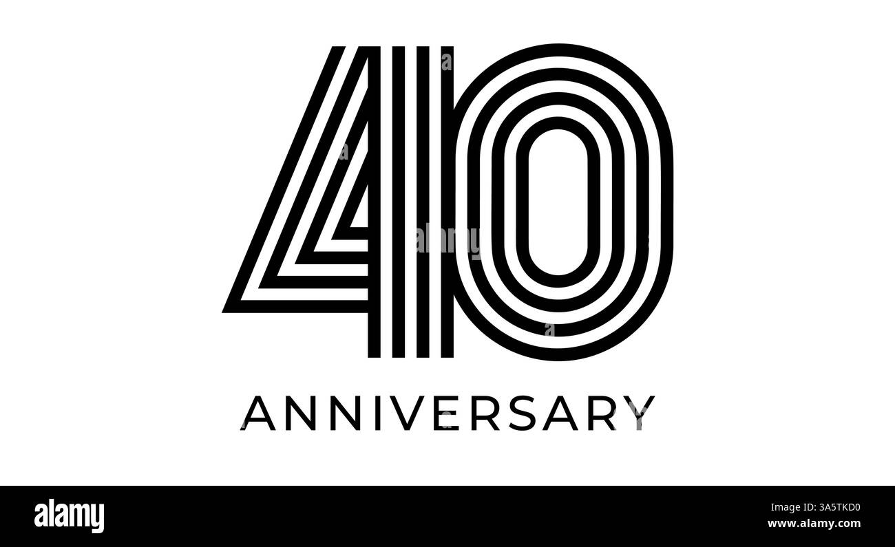 Moderno logo tipografico per il 40° anniversario con linee geometriche audaci. Numero 40 per eventi aziendali, branding aziendale e materiali di marketing Illustrazione Vettoriale