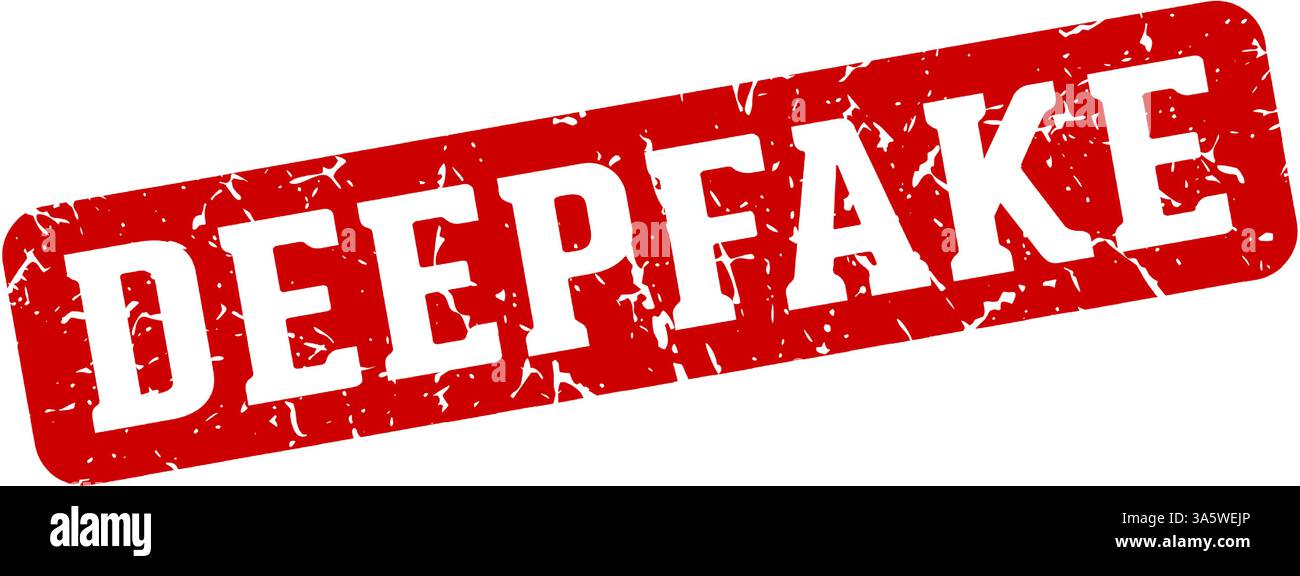 francobollo deepfake. segno rettangolare deepfake isolato su sfondo trasparente Illustrazione Vettoriale