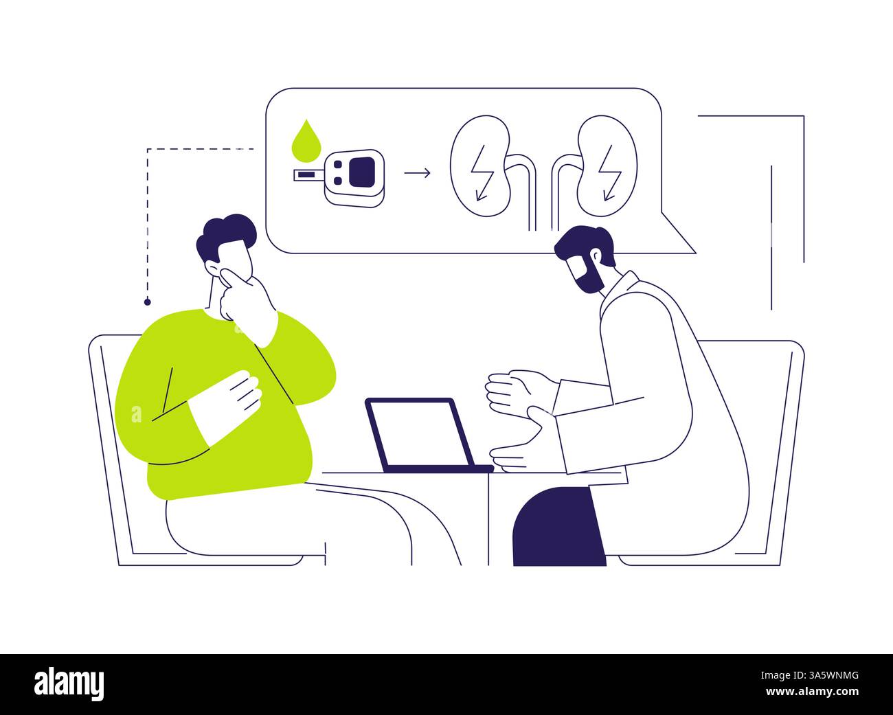 Disturbo renale diabetico illustrazione astratta del concetto di vettore. Illustrazione Vettoriale