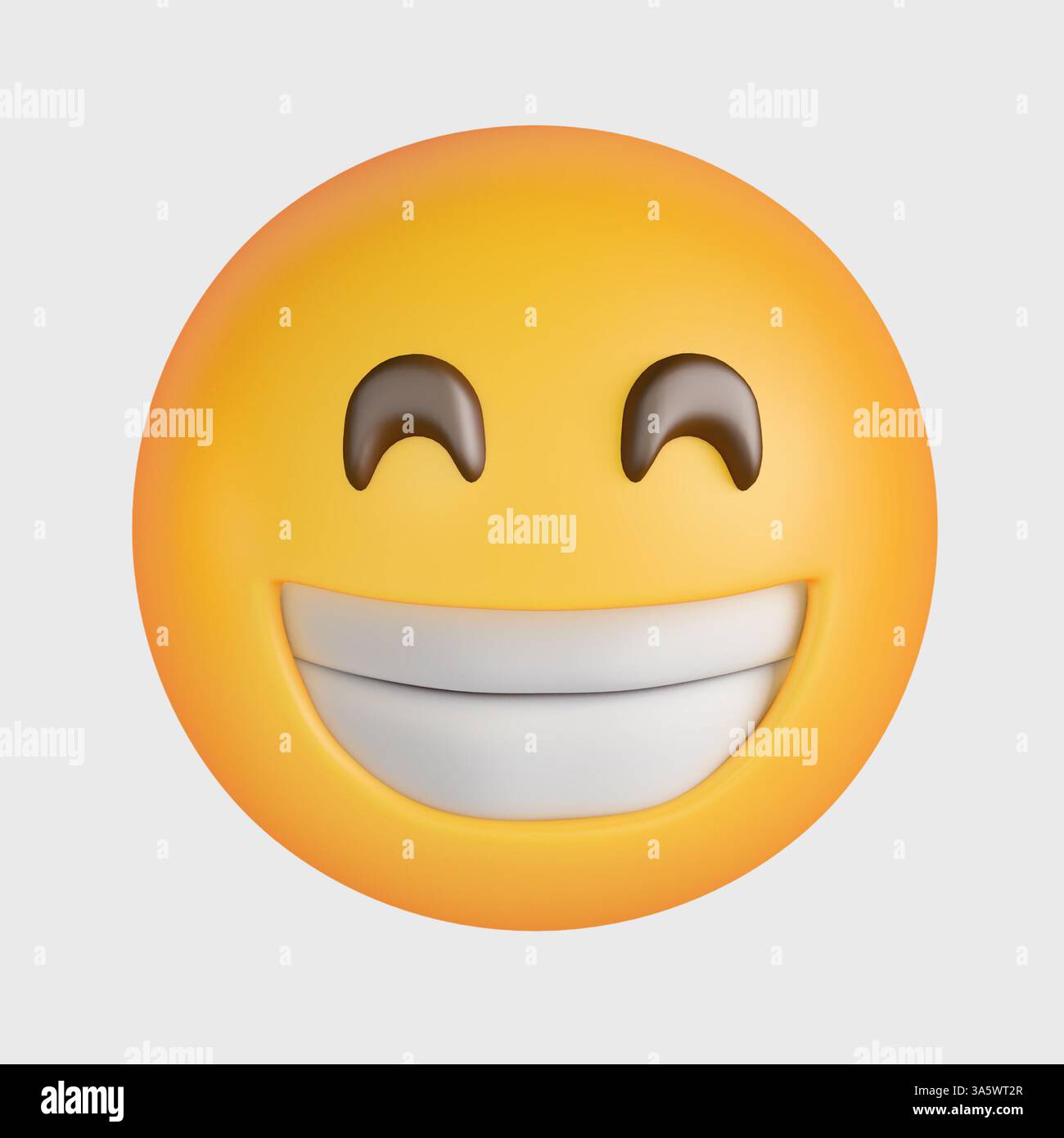 Faccia sorridente con occhi sorridenti emoji che esprimono felicità e gioia, perfetta per social media, app di chat e comunicazioni online Foto Stock