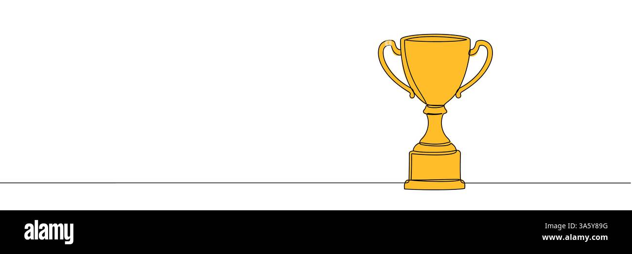 trofeo del vincitore disegna una linea isolata su sfondo bianco. Illustrazione vettoriale. Illustrazione Vettoriale
