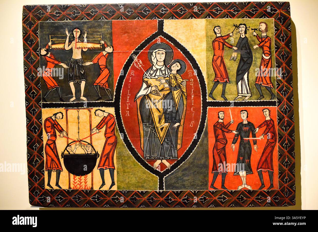 MNAC (Museu Nacional d'Art de Catalunya). Facciata d'altare di Sant Quirc de Durro (romanico, XII secolo) , anonimo. Da Durro (Vall de Boí, Lleida Foto Stock