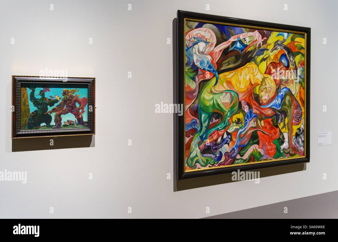 Mostra temporanea di Witkacy - Stanisław Ignacy Witkiewicz al Museo Nazionale di Varsavia (Polonia), 23 agosto 2022. Dipinti ad olio, pastelli, disegni e fotografie di questo originale e fantasioso artista polacco raccolti in un unico luogo raccoglievano folle di amanti dell'arte. Foto Stock