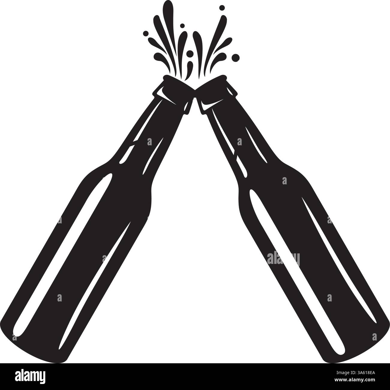 Bottiglie di birra clinking. Allegria.illustrazione vettoriale. Illustrazione Vettoriale