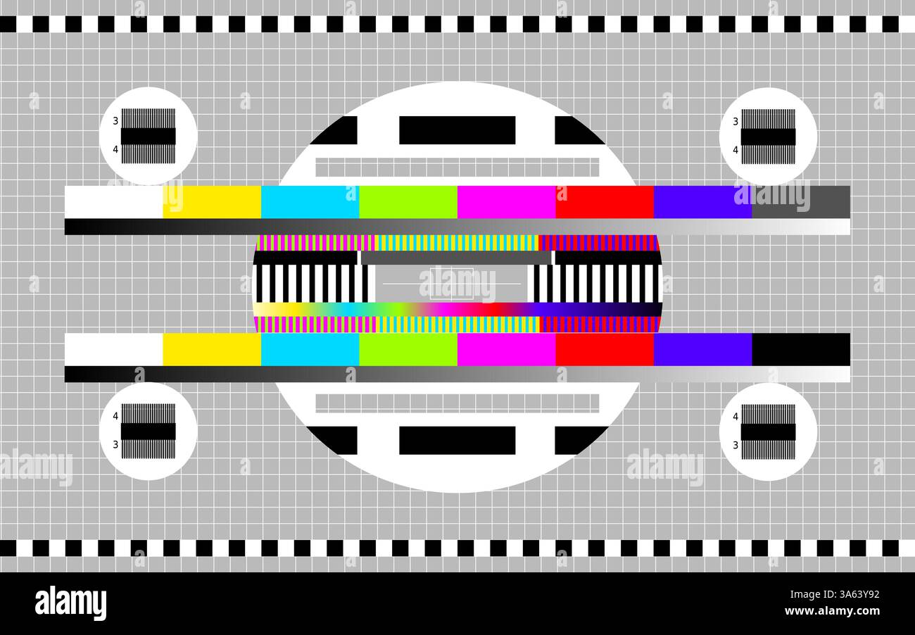 Nessun segnale sullo schermo tv. Ricezione di trasmissioni del vecchio monitor, test della televisione retro errore statico, barra dei problemi effetto video motivo del programma di mostra, illustrazione vettoriale di classe, grafica originale Illustrazione Vettoriale