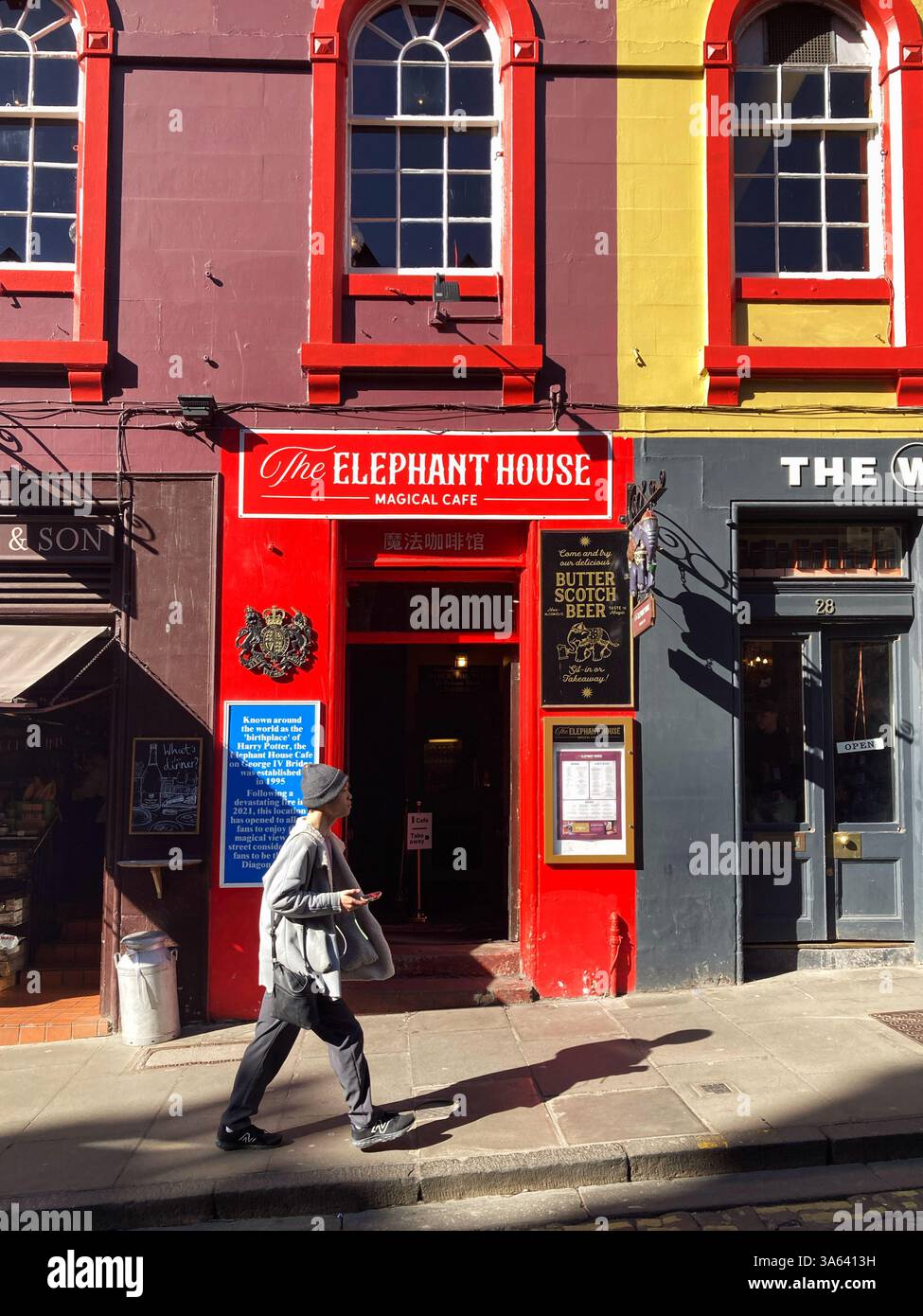 The Elephant House Magical Cafe, Harry Potter, Victoria Street Edimburgo, Scozia - Immagine stock catturata con smartphone