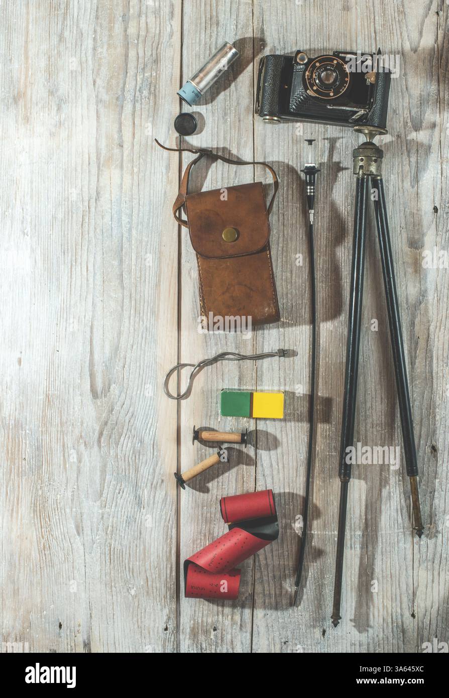 Vintage foto fotocamera e forniture fotografiche e accessori Foto Stock