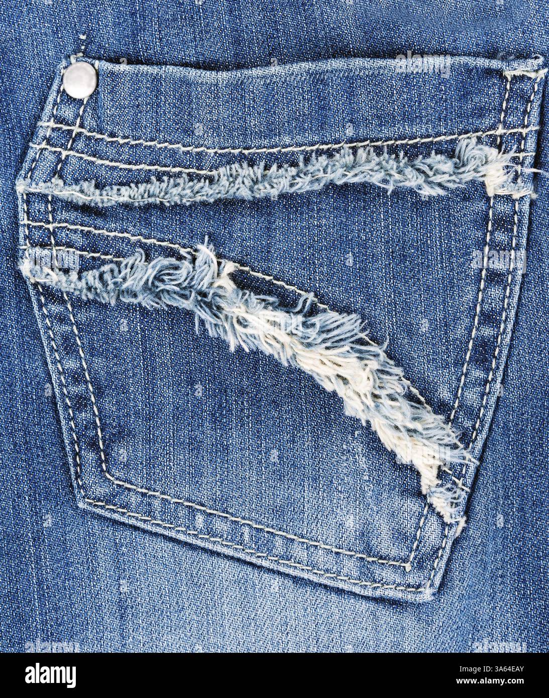 Un denium blu jean pocket shot fino vicino Foto Stock