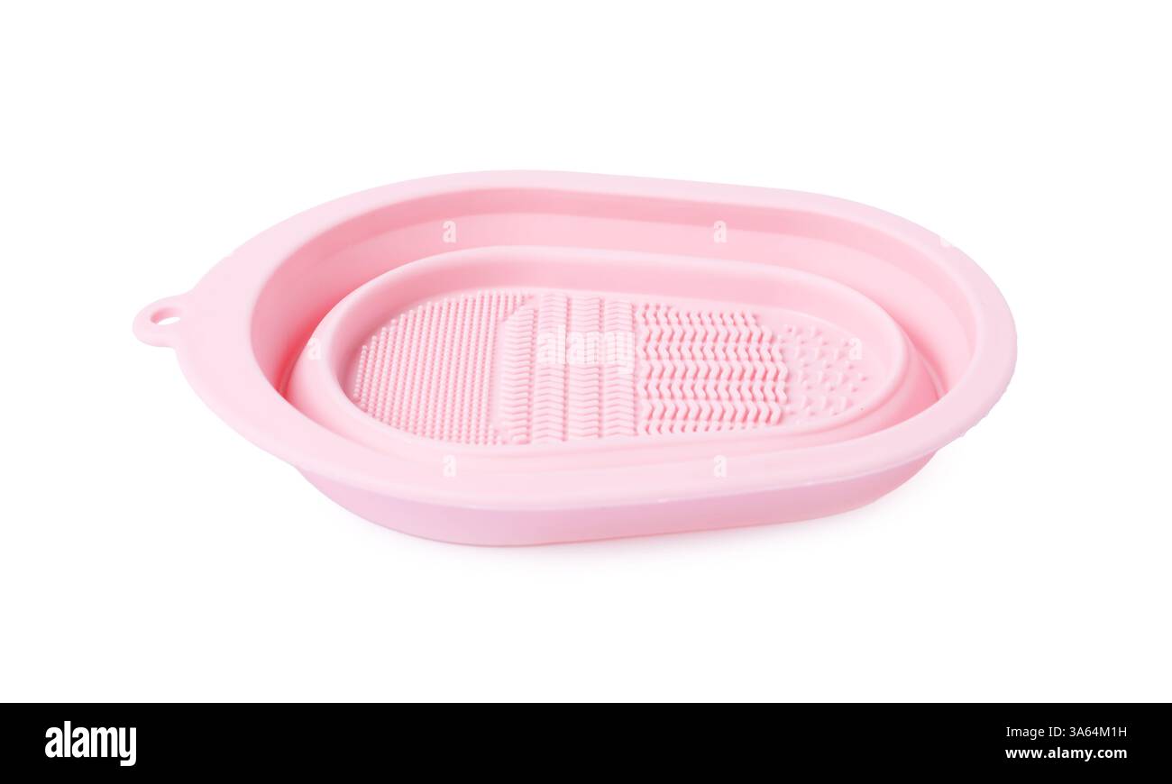 Tampone in silicone per la pulizia delle spazzole per il trucco isolato su bianco Foto Stock