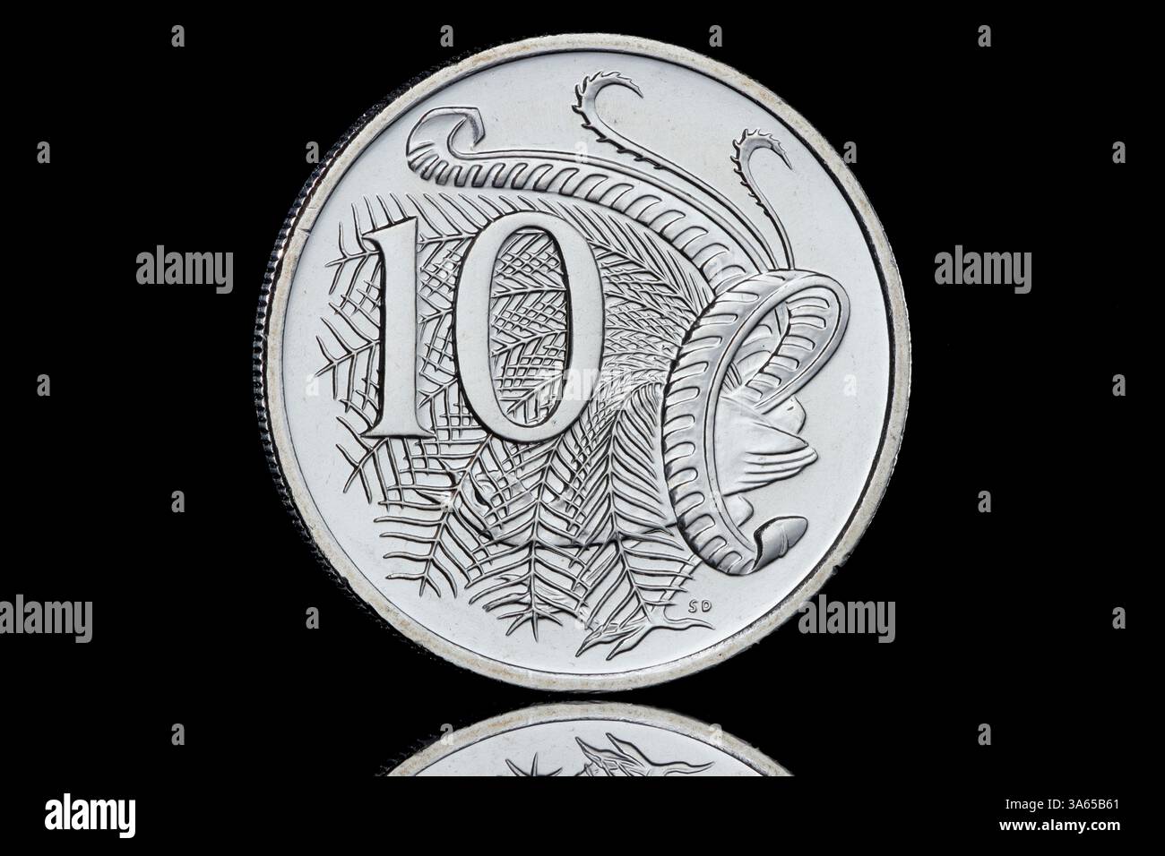 2024 moneta australiana da 10 centesimi con un Lyrebird. Foto Stock