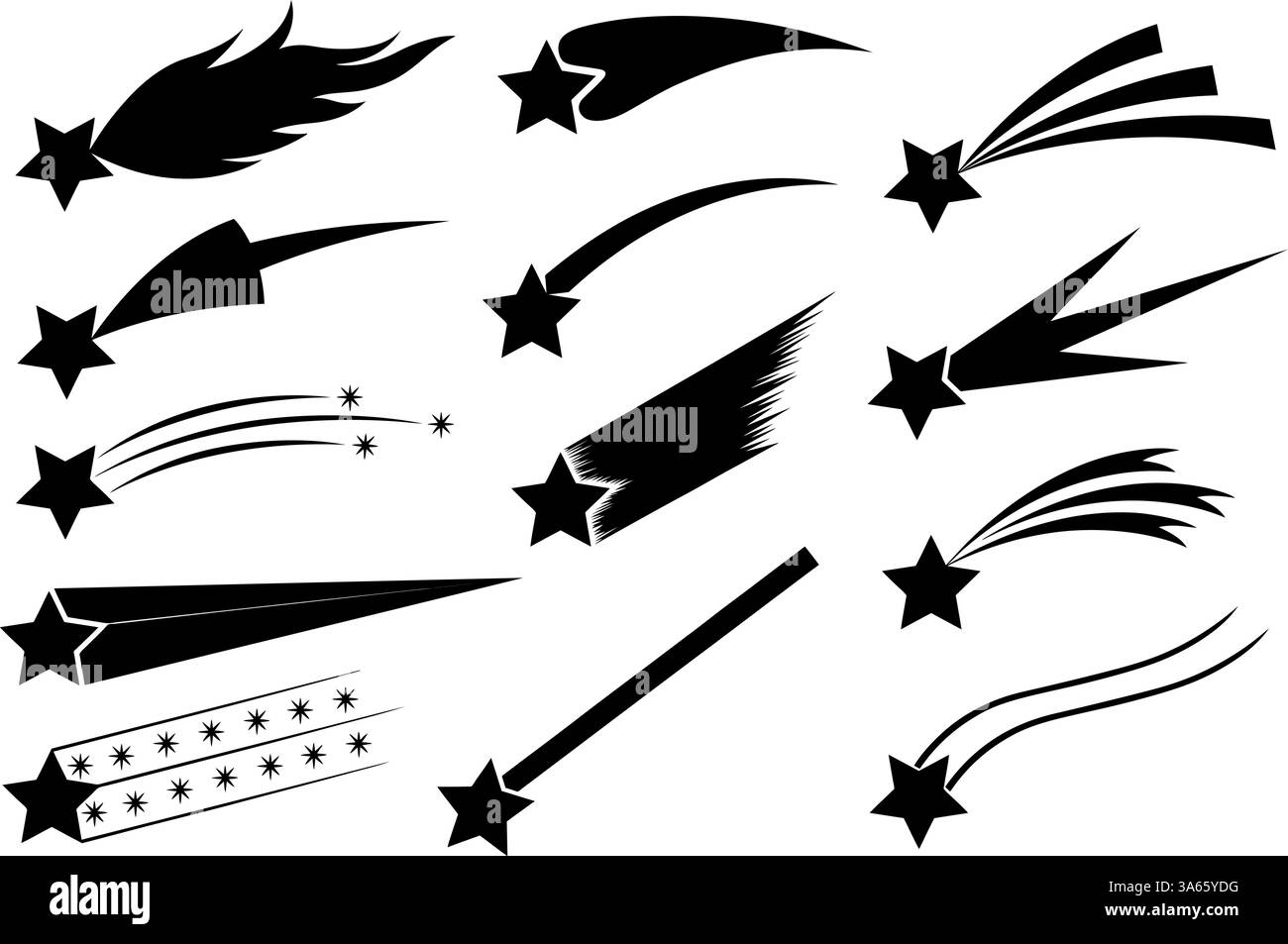 Gruppo di diverse stelle di ripresa illustrato isolato su sfondo bianco Illustrazione Vettoriale
