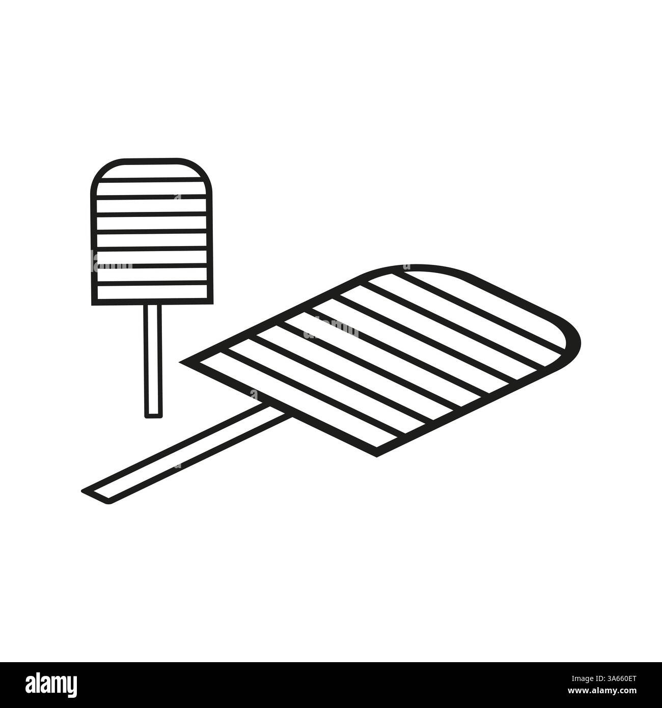 Icona di volo swatter. Illustrazione vettoriale nera. Strumento di controllo insetti. Design minimalista e pulito. Illustrazione Vettoriale