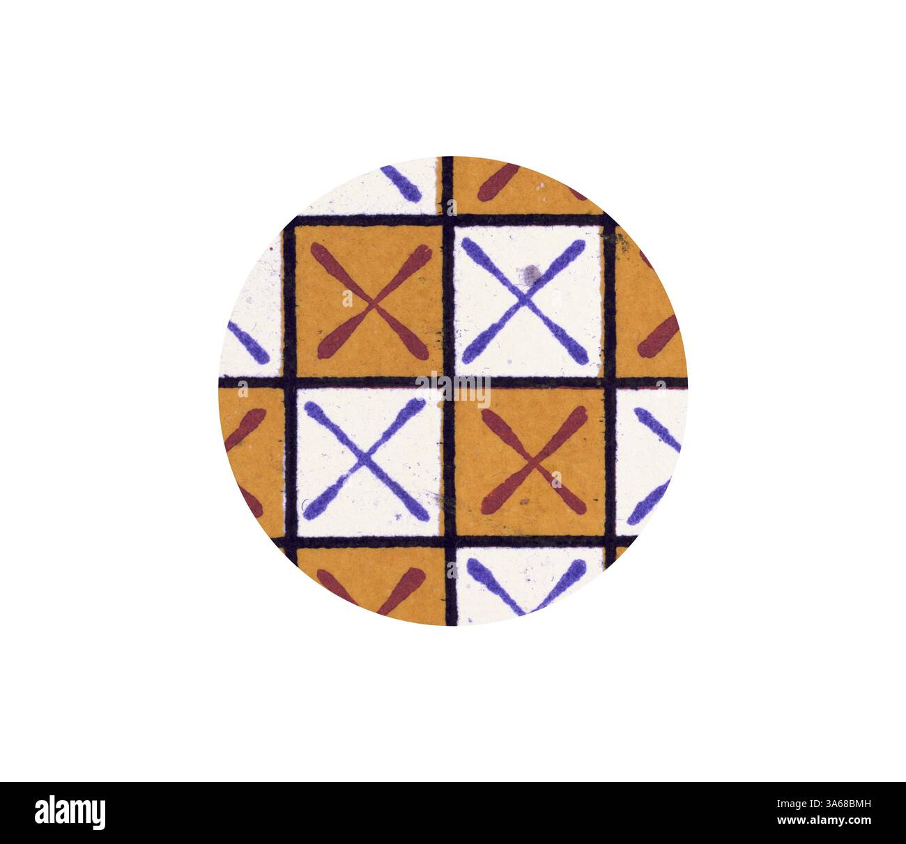 Un motivo geometrico caratterizzato da quadrati alternati con segni colorati distintivi, che creano un design divertente ma strutturato. Arte classica con un tocco moderno reinventata da Artotop, trasformata in ornamento egiziano Foto Stock