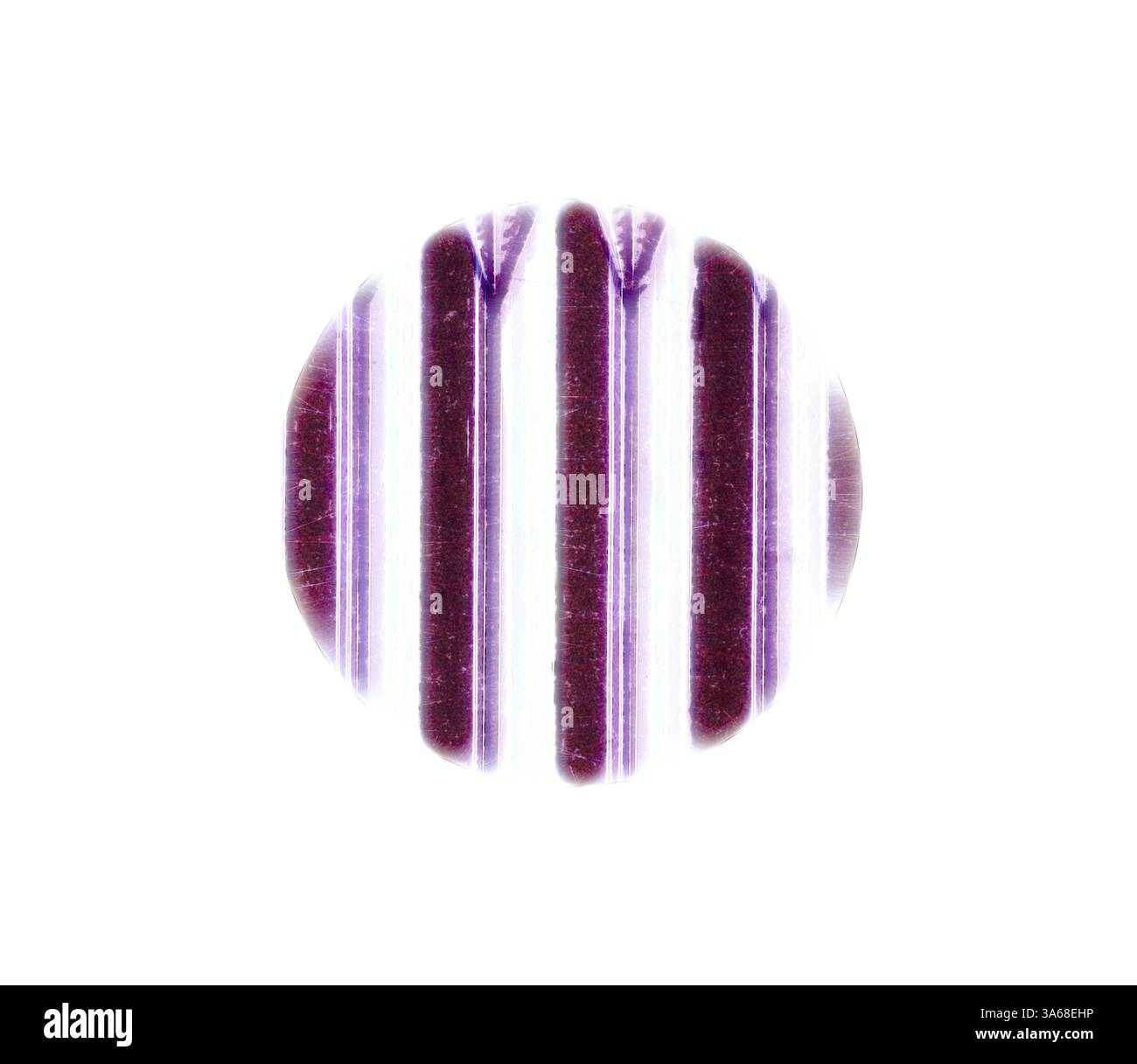 Una composizione circolare presenta strisce verticali in varie tonalità, creando un motivo ritmico con una miscela di tonalità audaci e sottili. L'interazione tra luce e ombra migliora la texture, aggiungendo profondità al design. Arte classica con un tocco moderno reinventata da Artotop, trasformata in ornamento assiro e persiano Foto Stock