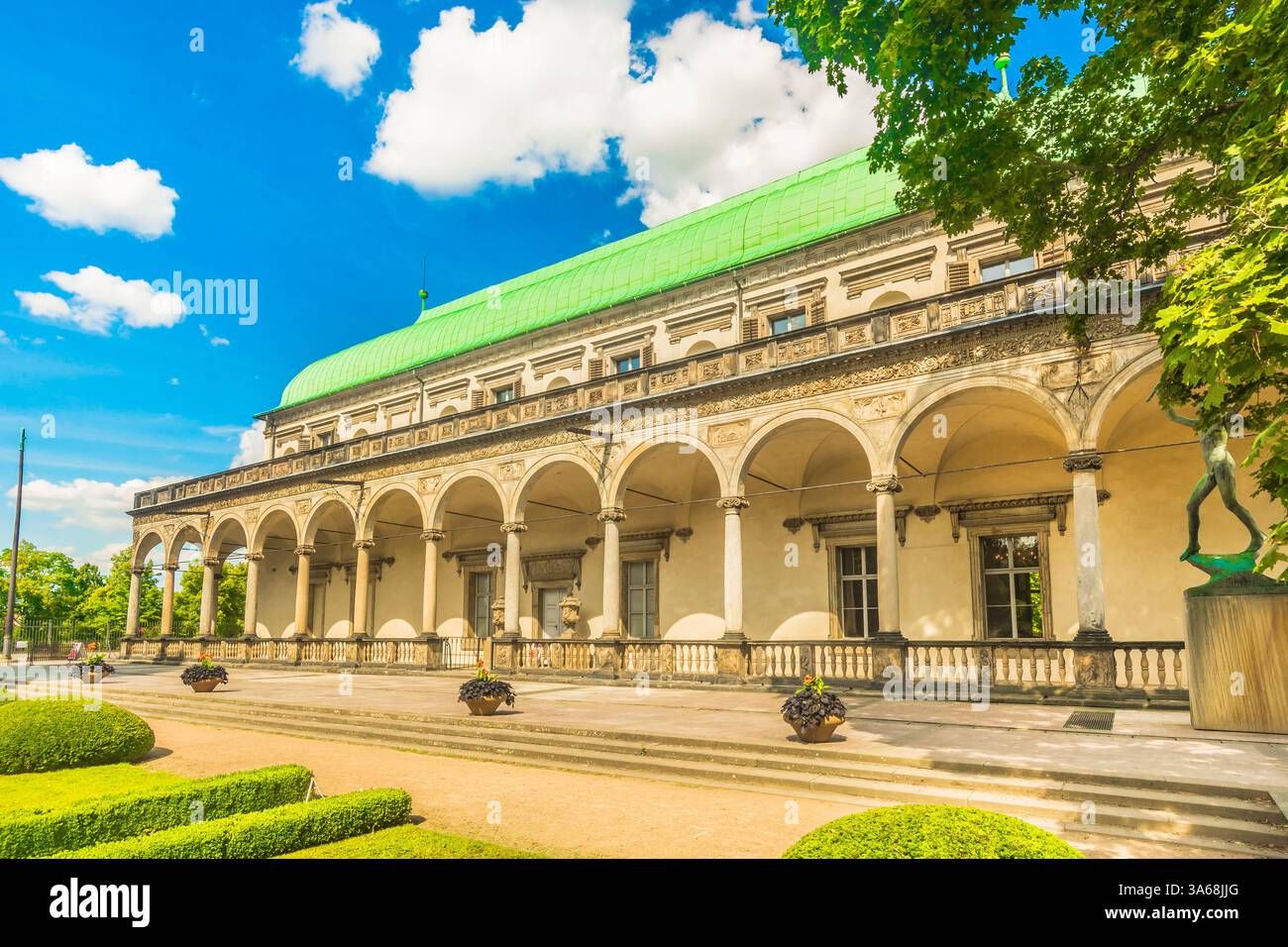 Dettagli architettonici del Palazzo estivo della Regina Anna al Castello di Praga Foto Stock