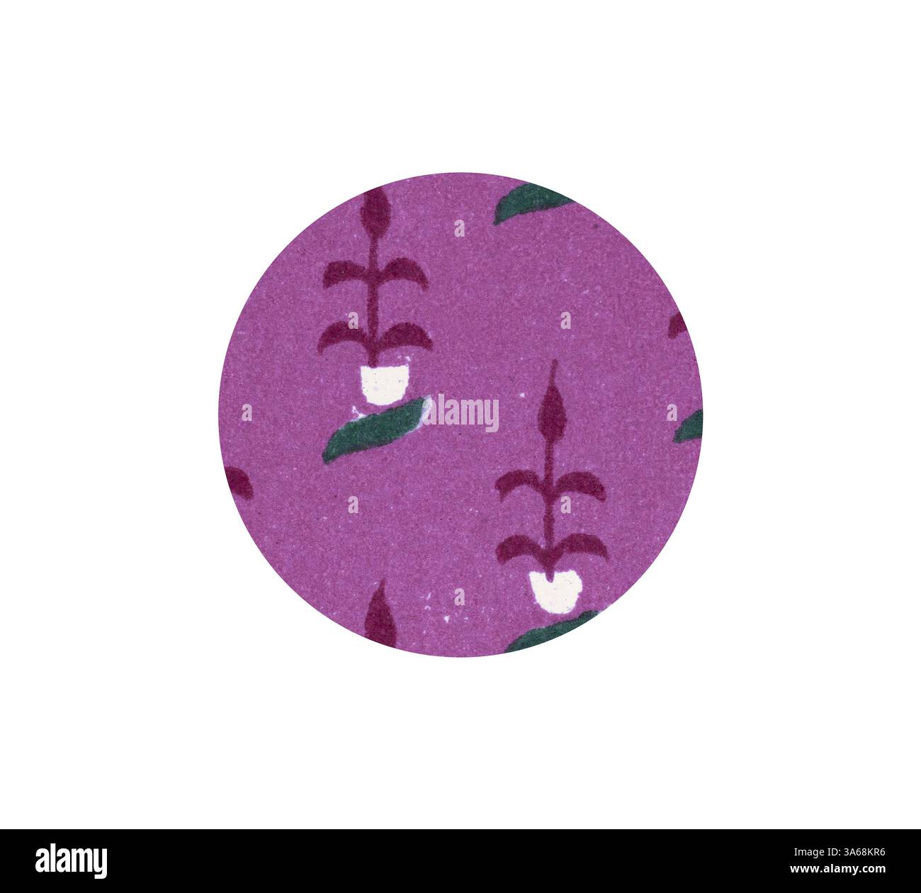 Lo sfondo viola è caratterizzato da un motivo stravagante di fiori stilizzati con foglie verdi che creano un design vivace e divertente. Arte classica con un tocco moderno reinventata da Artotop, ha trasformato l'ornamento persiano Foto Stock