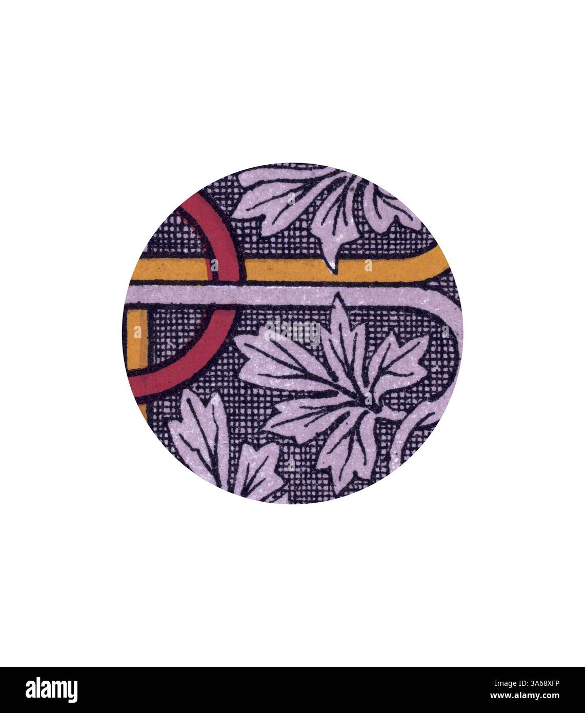 Un motivo circolare caratterizzato da foglie stilizzate ed elementi geometrici audaci in una vivace combinazione di colori. Il design combina forme organiche con motivi lineari, creando una miscela armoniosa di natura e struttura. Arte classica con un tocco moderno reinventata da Artotop, trasformata in Mediæval Ornament Foto Stock