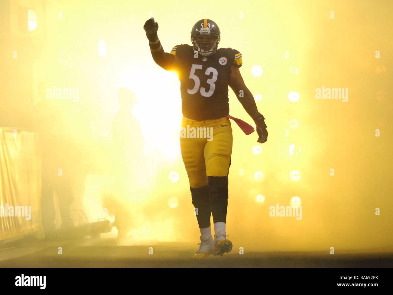 20 ottobre 2014: Maurkice Pouncey n. 53 durante la partita Pittsburgh Steelers vs Houston Texans a Pittsburgh, Pennsylvania. (Immagine di credito: © Jason Pohuski/Cal Sport Media/ZUMAPRESS.com) Foto Stock