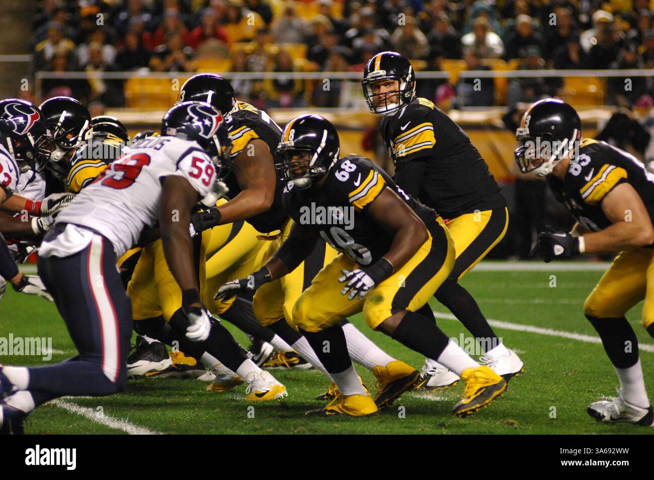 20 ottobre 2014: Ben Roethlisberger #7 durante la partita Pittsburgh Steelers vs Houston Texans a Pittsburgh, PA. (Immagine di credito: © Jason Pohuski/Cal Sport Media/ZUMAPRESS.com) Foto Stock