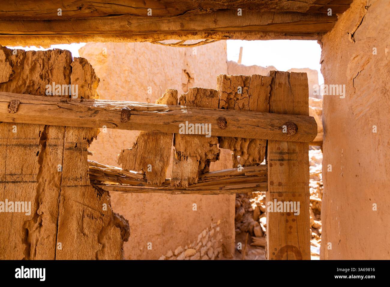 Ushaiger, Ar Riyadh in Arabia Saudita. Un villaggio tradizionale restaurato fatto di mattoni di argilla. Ushaiger è uno dei villaggi del patrimonio nel Regno di SA Foto Stock