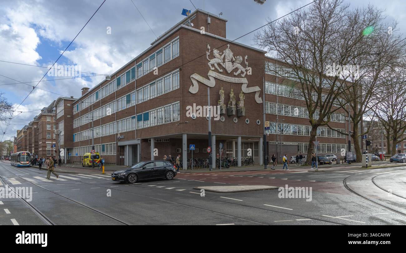 Sede centrale della stazione di polizia dell'unità regionale di Amsterdam. Foto Stock