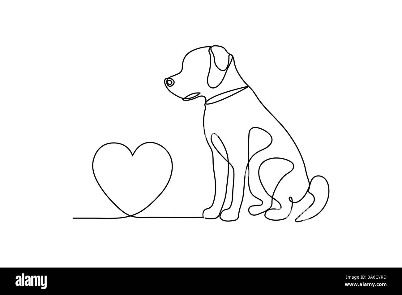 Cane animale domestico disegno grafico continuo su una linea con l'icona del cane disegno vettoriale di contorno semplice Illustrazione Vettoriale