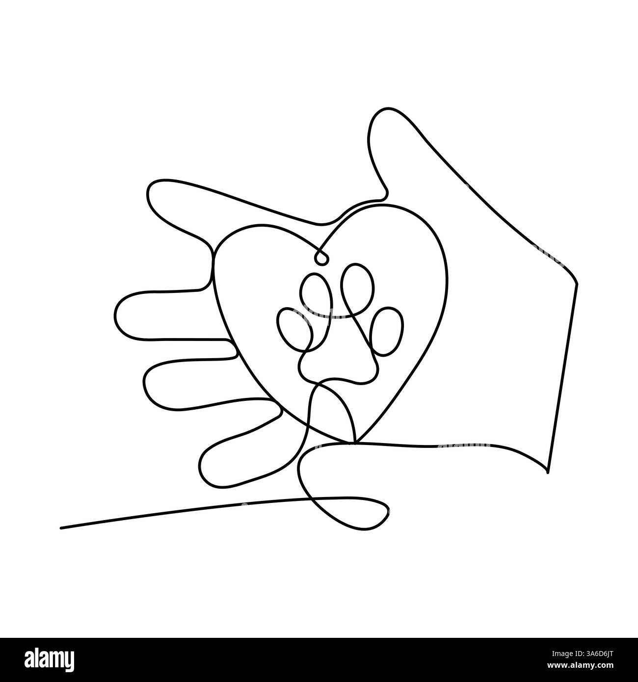 Zampa di cane stampa continua su una linea disegnando disegno vettoriale Illustrazione Vettoriale