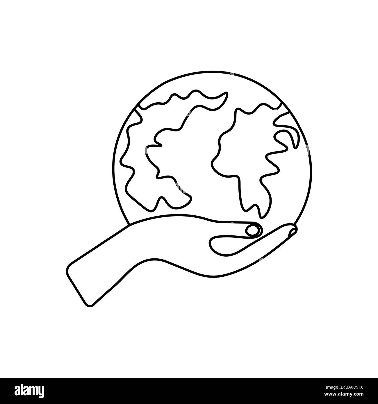 Globo terrestre moderno disegno su una linea di design vettoriale minimalista Illustrazione Vettoriale