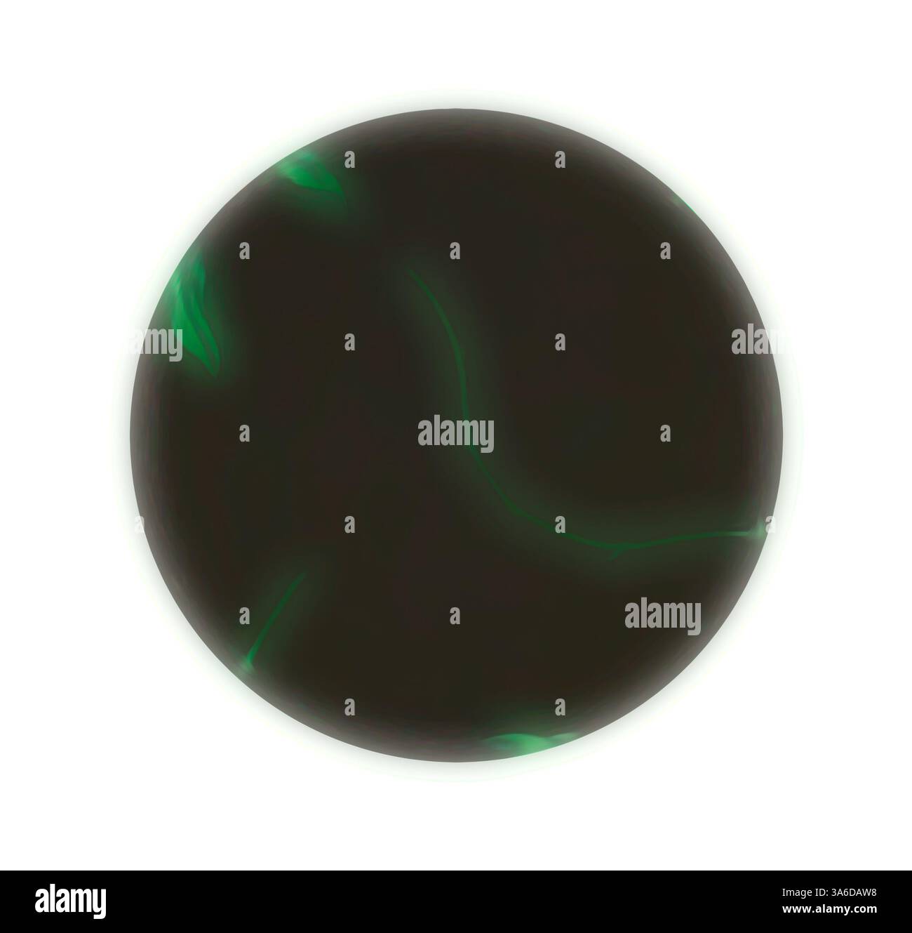 Una sfera misteriosa irradia sottili sfumature verdi, circondate da un soffice bagliore, evocando un senso di intrigo e meraviglia cosmica. Arte classica con un tocco moderno reinventata da Artotop, tessuti francesi trasformati, prima metà del diciannovesimo secolo Foto Stock