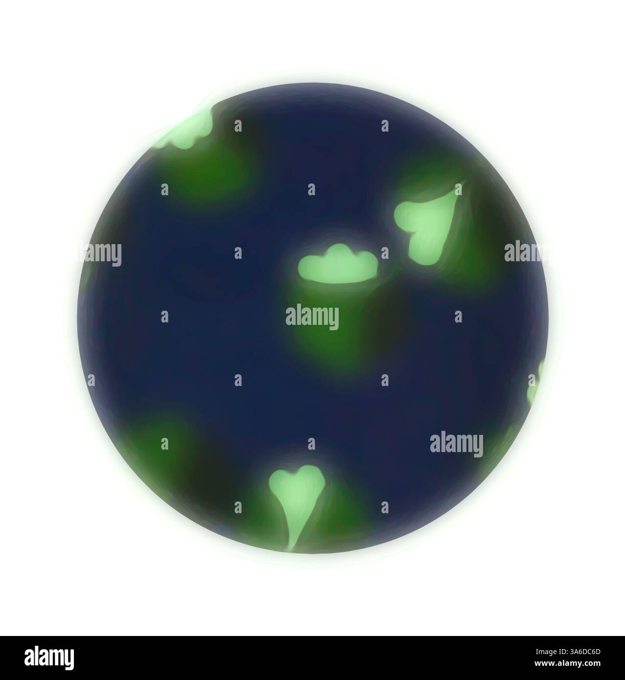 Un pianeta vibrante circondato da forme verdi che evocano un senso di vita e di movimento. Arte classica con un tocco moderno reinventata da Artotop, tessuti francesi trasformati, prima metà del diciannovesimo secolo Foto Stock