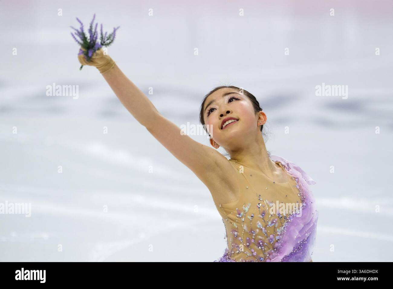 Mone Chiba del Giappone visto in azione durante il FISU Games 2025 Figure Skating Exhibition Gala. Foto Stock