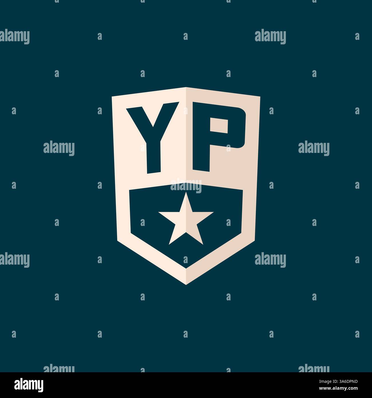 Logo YP iniziale simbolo di scudo a stella con semplice grafica vettoriale Illustrazione Vettoriale